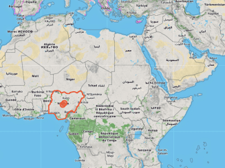 Map highlighting Nigeria in West Africa.