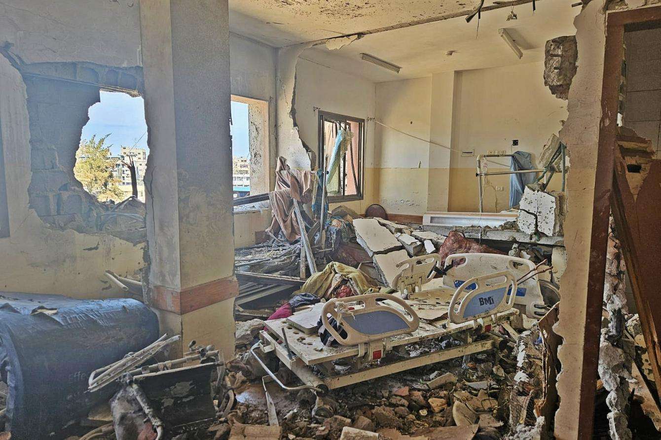 Destroyed interior of Nasser Hospital in Gaza